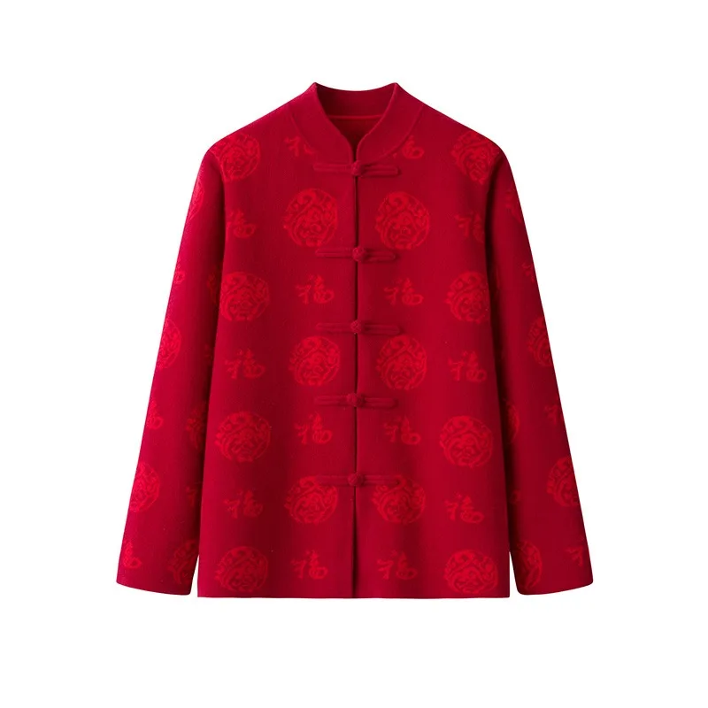 

100% Cashmere Cardigan Sweater Overcoat Elderly Dads Chinese