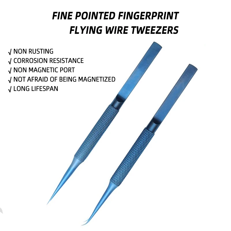 1PC Fingerprint Flying Wire Tweezers Titanium Alloy 0.15mm Fine Tip Phone Repair Curved Or Straight Tip