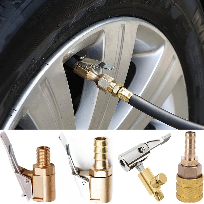 Car Tire Air Chuck Inflator Pump Valve Clip Connector Car Tire Clip on Adapter Brass 8mm Tyre Wheel Valve for Inflatable Pump