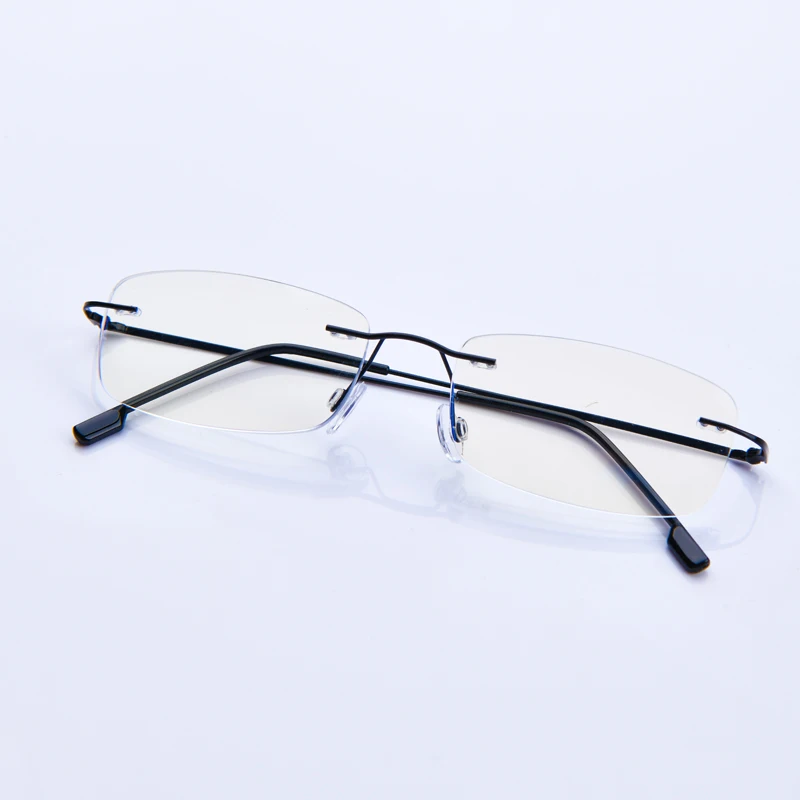 Männer Lesebrille Randlose Cut Presbyopie Brille Anti Blau Licht Schmale Quadratische Brillen Rezept Rahmen – Detail 4