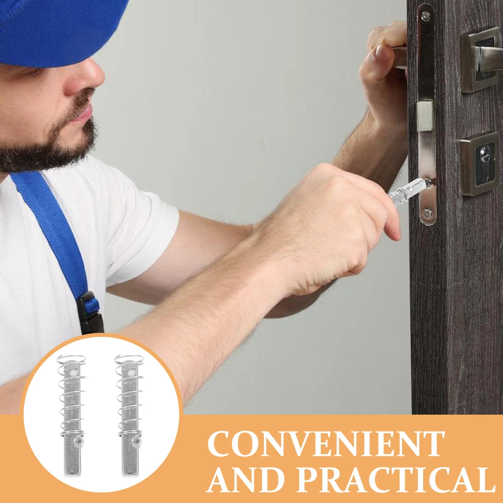 

2Pcs Lock Stainless Steel H Bar Knob Spindle With Spring Spring Anti Theft Door Knob Component Garage Door Hardware