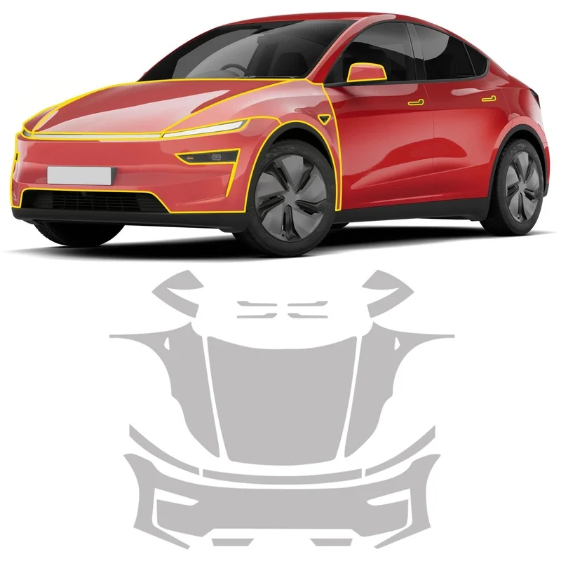 For Tesla Model Y Juniper 2025-2026 Precut Paint Protective Film Front Hood Fender Kit 8.5 Mil TPU PPF Clear Car HD Scratch