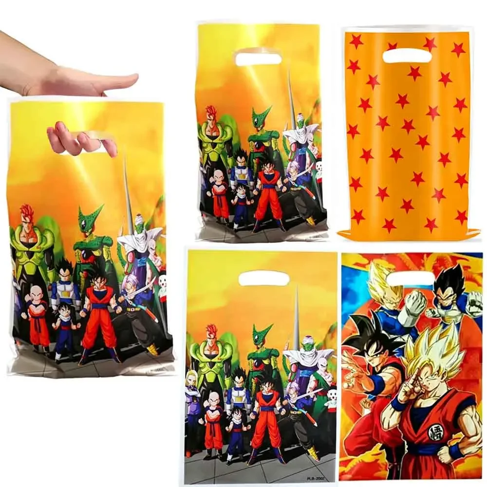 10/100 Stück Dragon Ball Themen-Geschenktüten aus Kunststoff mit Griffen, geeignet für Partygeschenke und Werbegeschenke – Detail 1