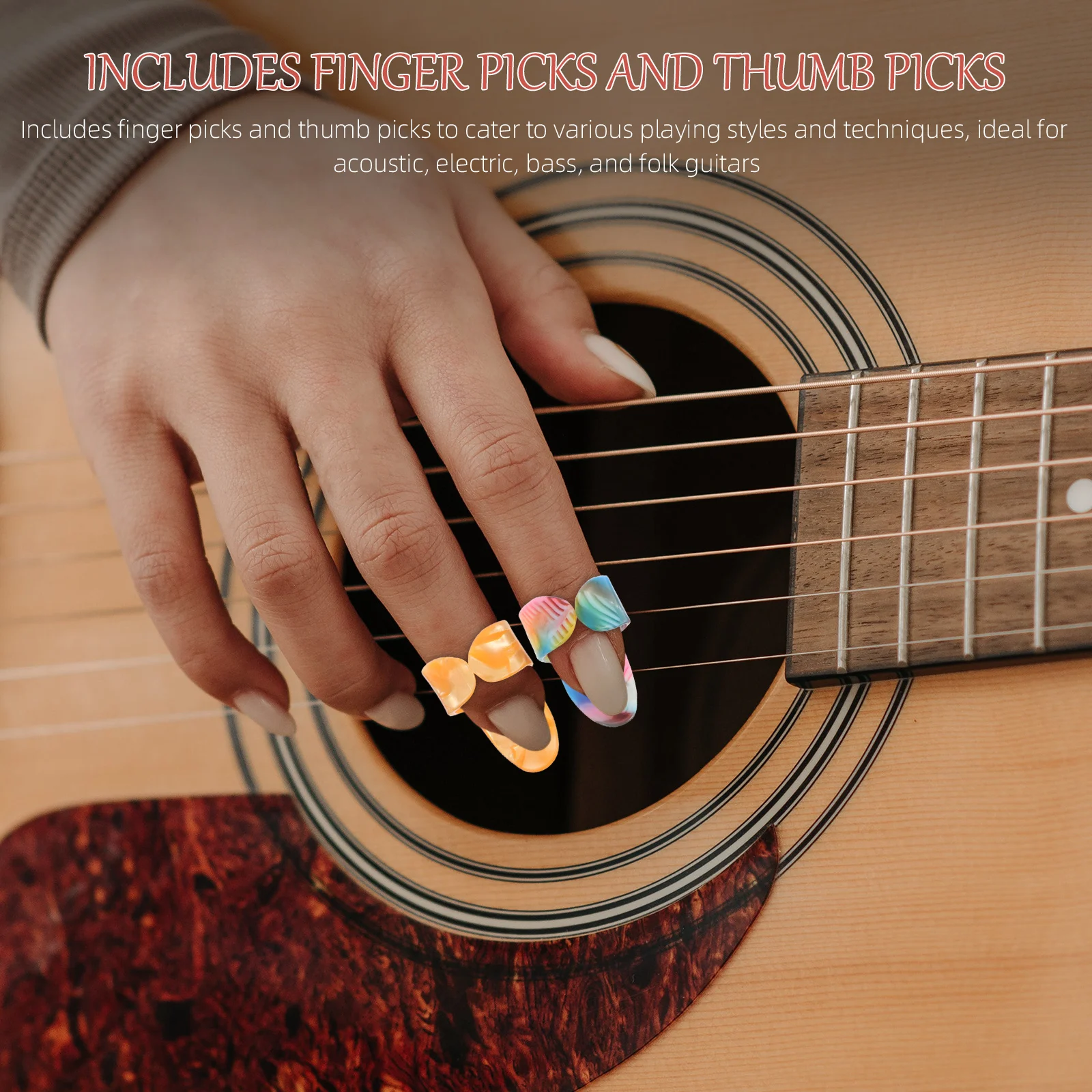 

10 pcs Guitar Finger Picks Medium Thumb Picks For Acoustic Electric Bass Folk Guitar Fingerstyle Pe Material Durable Finger