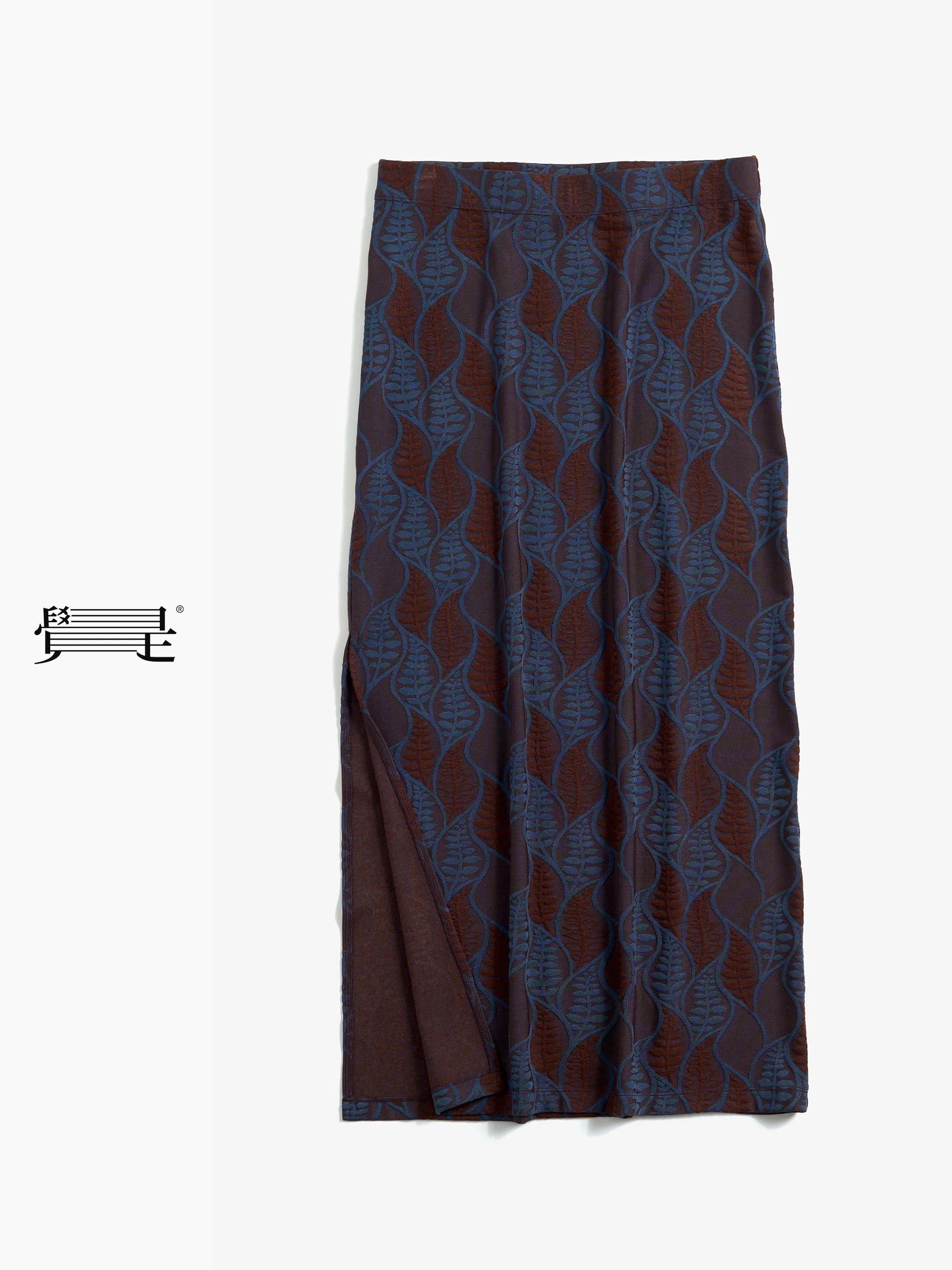 Original Jue i Du Wei Blue 3D Emed Bleistiftrock mit seitlichem Schlitz, elegant, für Büro und Alltag, mittlere Taille