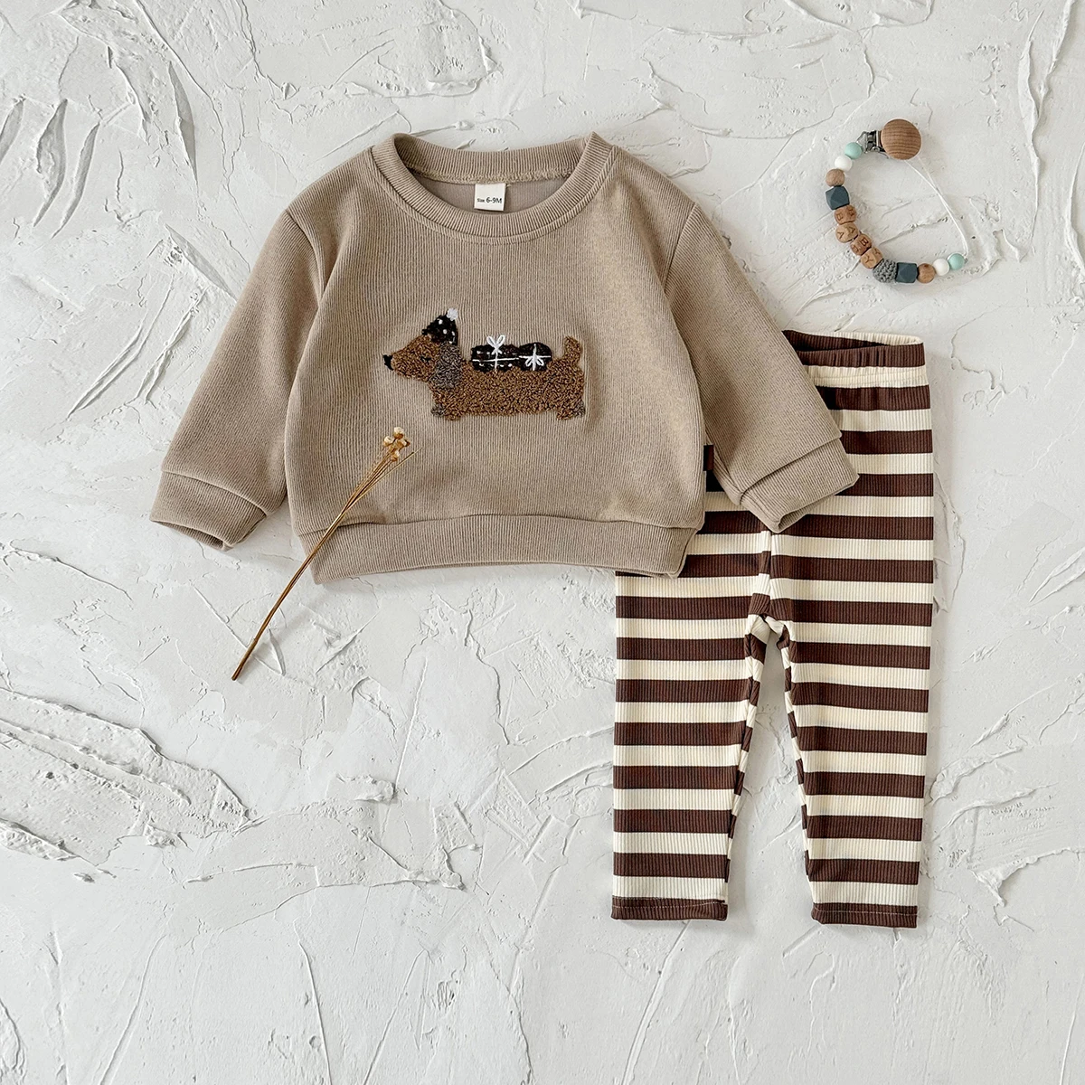 Newborn Girl Clothes Infant Outfit Sets Long Sleeve 2Pcs Pink Crewneck Tops+Pants Kids Children Tracksuit Spring Autum 2Pcs