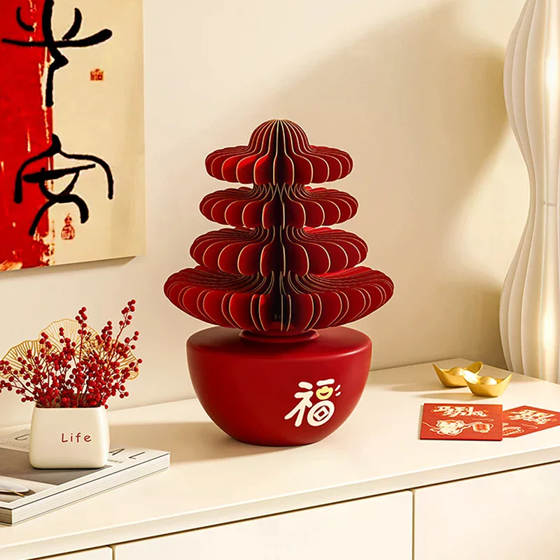 

Красный диффузор эфирного масла, украшения 2026, весенний фестиваль, красная сотовая бумага, декор для рабочего стола, атмосфера, украшение своими руками, поделки