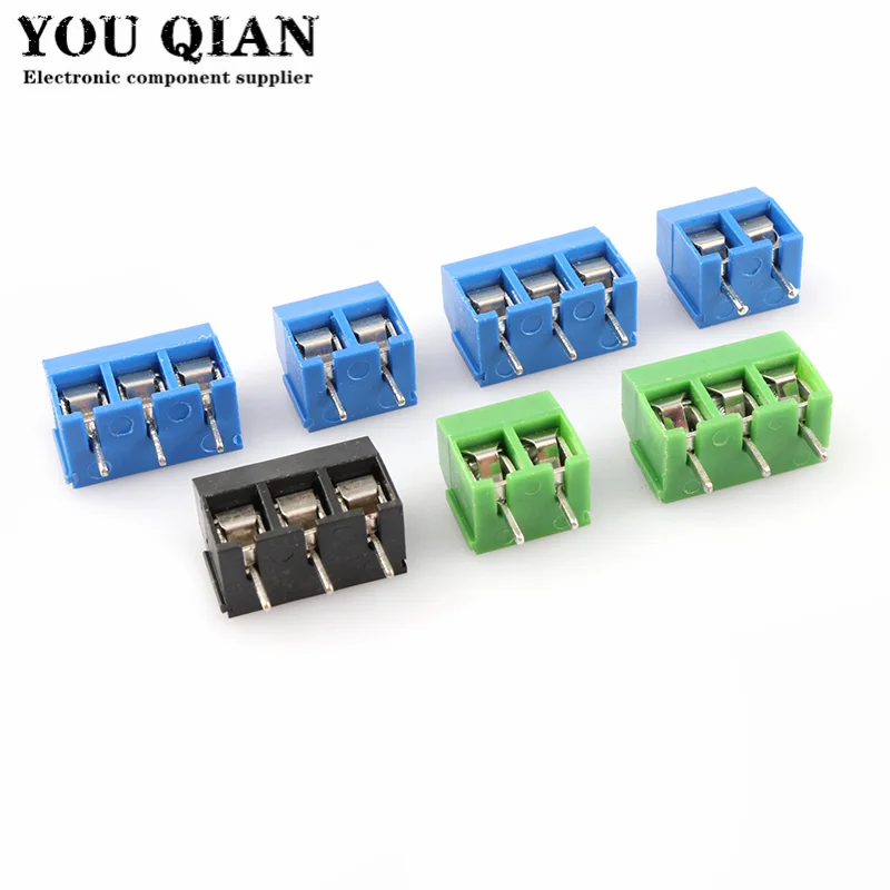 10PCS KF301-2P KF301-3P KF301-5.0-2P KF301 2Pin 3Pin Screw 2Pin 5.0mm Straight PCB Screw Terminal Block Connector Blue Red green