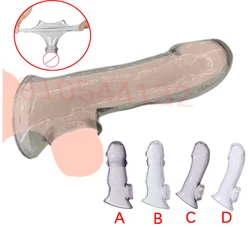 Transparent Penis Sleeve Soft Realistic Cock Enlargement Extension Sheath Reusable Condom Dildo Enhancer Sex Products For Male