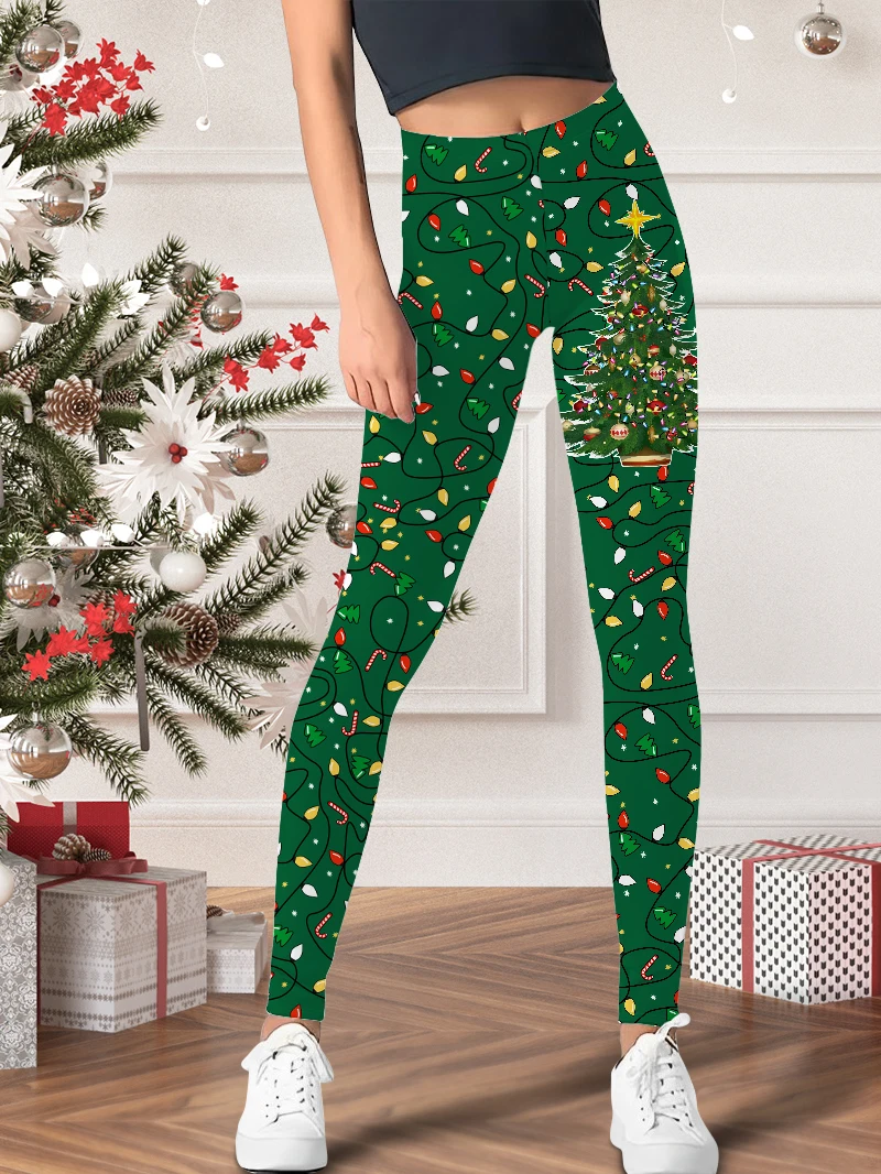 Dames thuis dagelijkse kerstsfeer legging feestelijk dagelijks leuk vakantiepatroon bedrukte legging