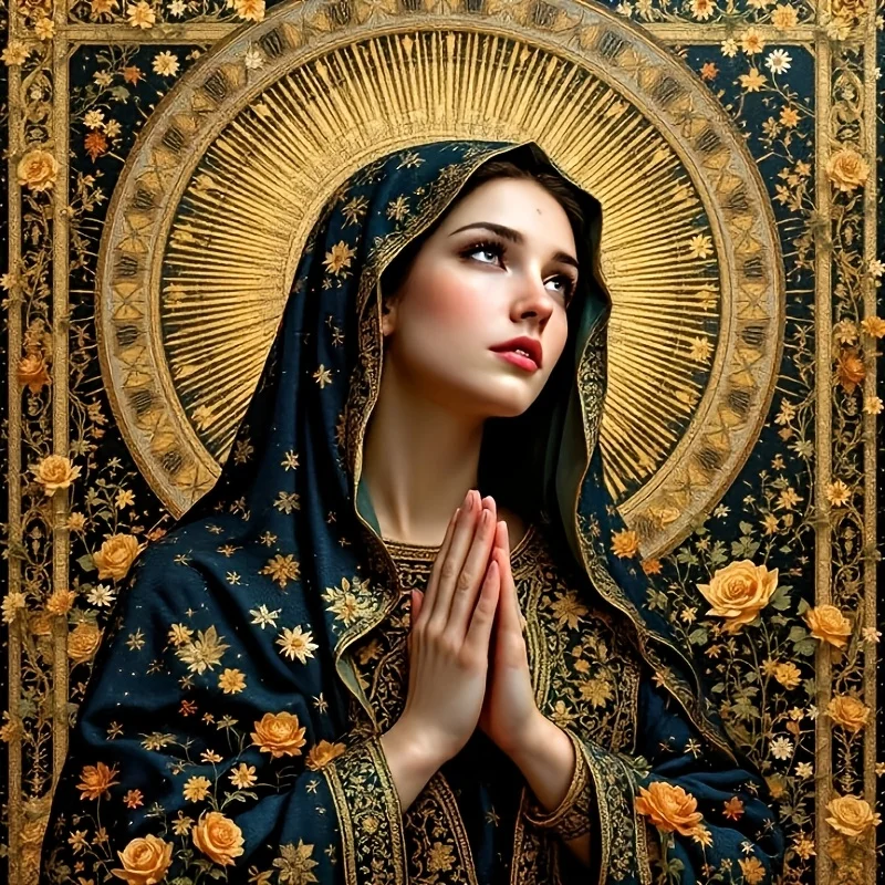 

500/1024PCS Paper Jigsaw Puzzle The Virgin Mary Prays with Both Hands DIY Assembly Home Art Religious Home Decoration