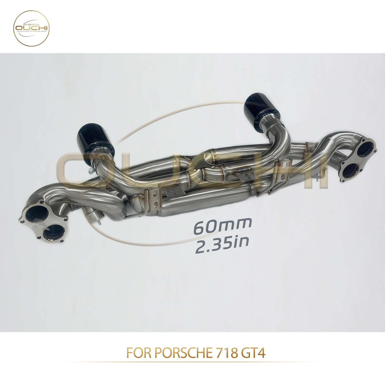 Knalpot Stainless Steel untuk Porsche 718 Cayman GT4 Dengan Katup Elektronik Remote Suara Balap Agresif yang Keras