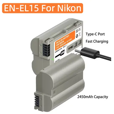 2450mAh En El15 EN-EL15C for Nikon Battery USB En-El15 Type C  EN-EL15A  EN-EL15B Camera Battery  for D750 D810 D7500 D500 D600