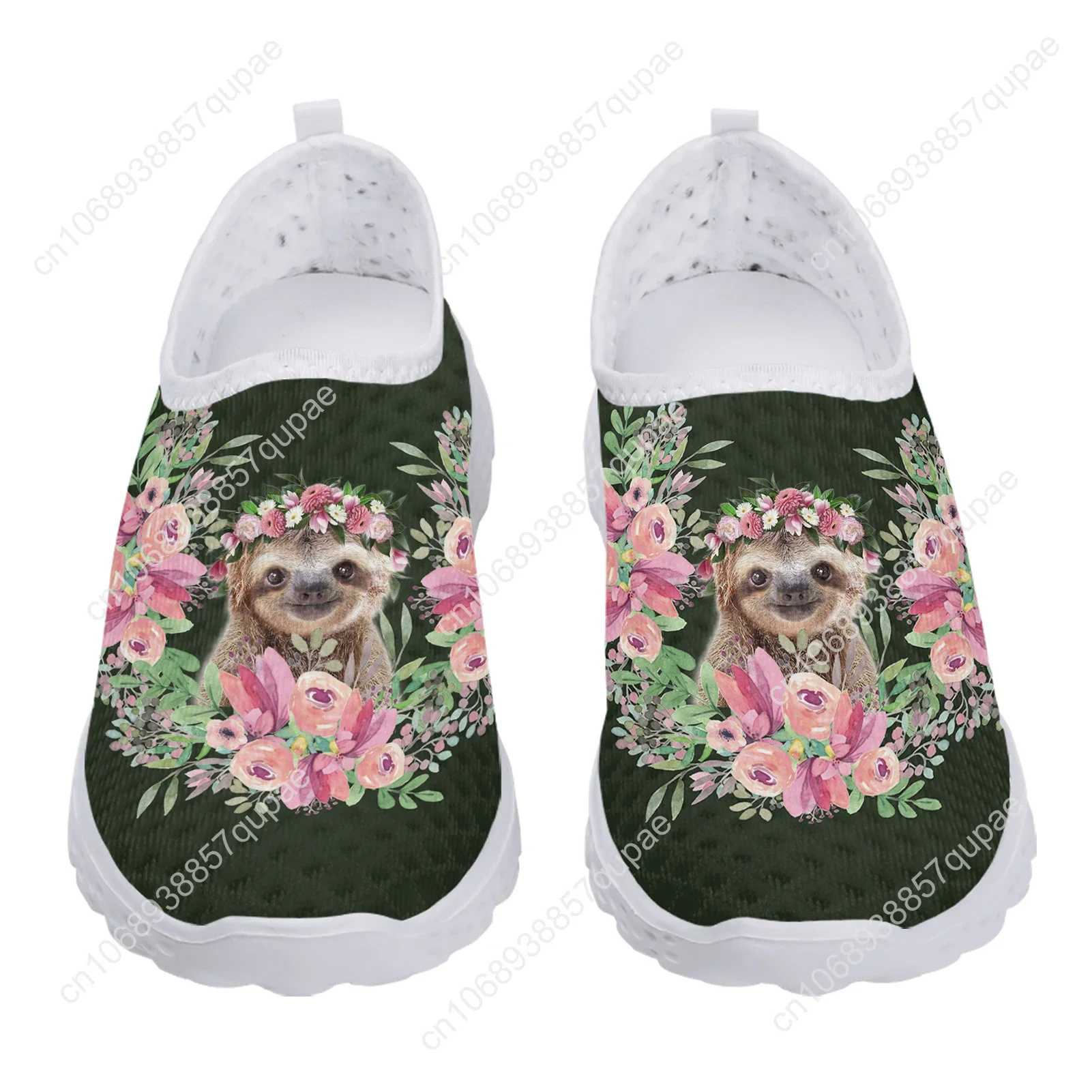 Cartoon Sloth Hibiscus Print Mesh High Quality Sneakers Women Men Teenager Casual Fashion Custom Made Tennis Flat Couple Shoes