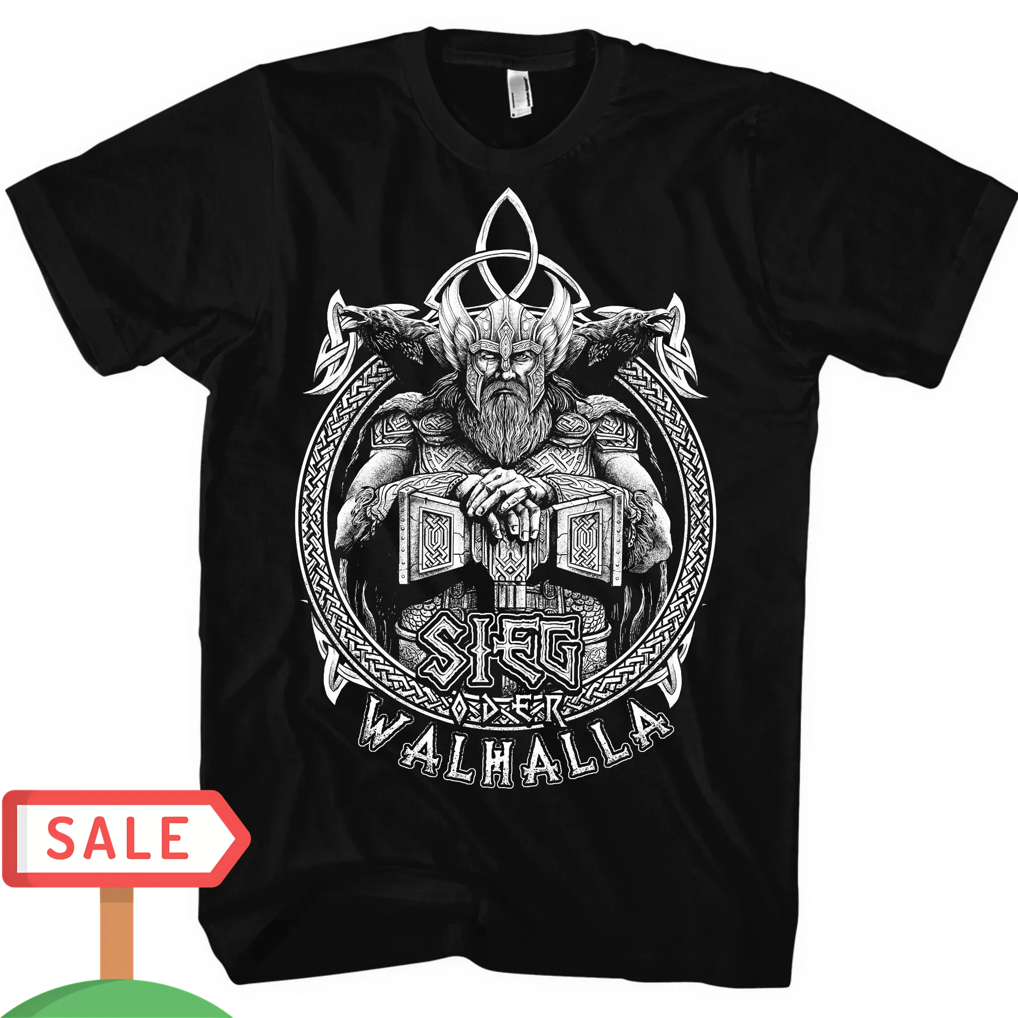 Nordic Warriors Raven  Rune Valhalla T-Shirt 100% Cotton O-Neck Summer Short Sleeve Casual Mens T-shirt Size S-3XL