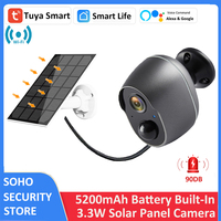 Tuya 5200mAh Rechargeable Battery Solar WiFi Security 3MP FHD CCTV 135° Wide View Angle 4X Digital Zoom Alexa Google Camera