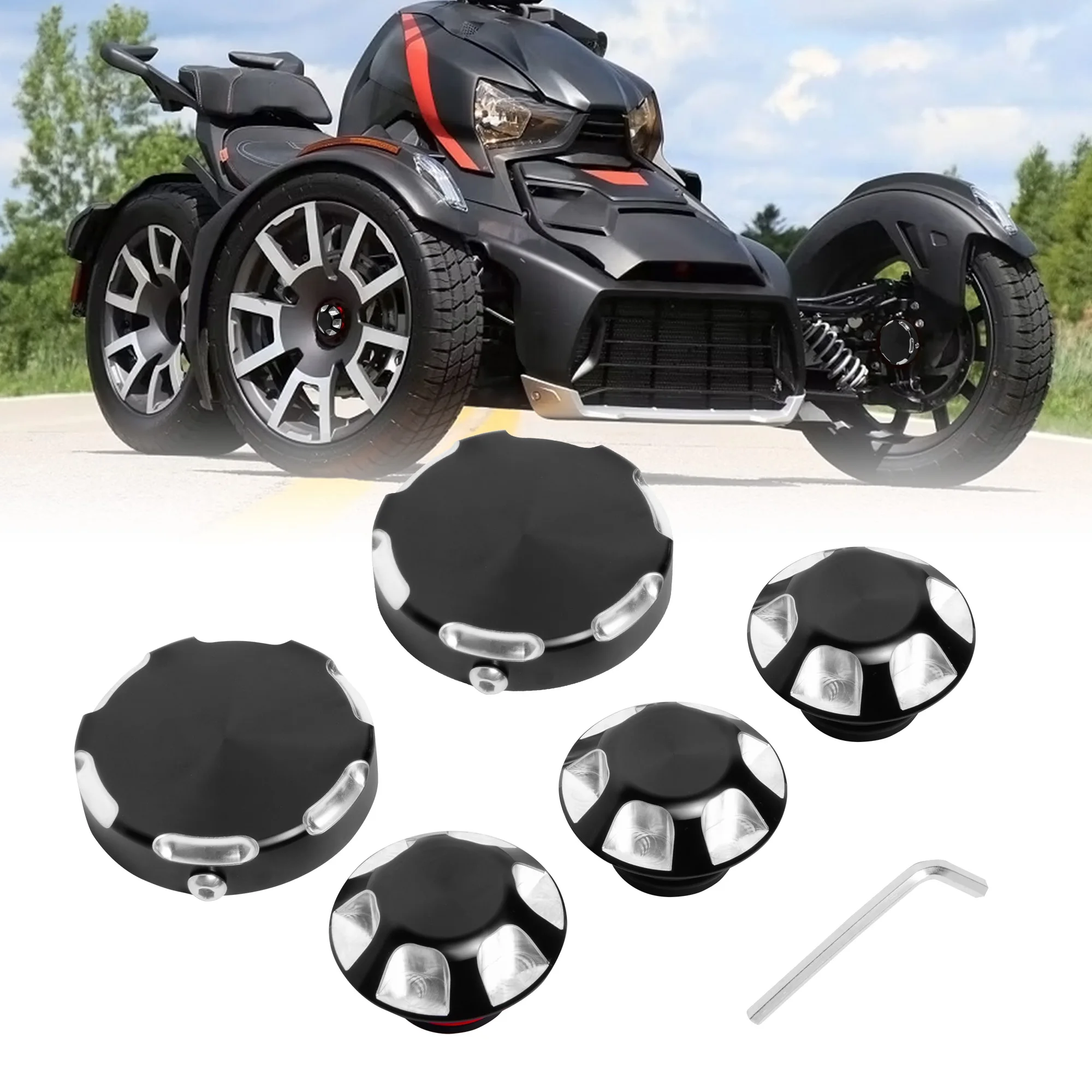 Motorcycle Decoration Parts Wheel Bearing Caps Dust Cover CNC Aluminum Waterproof Axle Cap Set for Can-Am Ryker 2019-2024