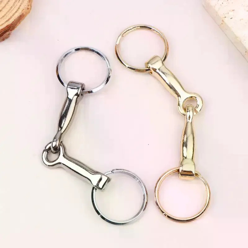 Horse Bits Hollow Jointed Mouth Snaffle Bits Keychain Alloy Keychain Single Connector Horse Bit Key Knot Snaffle Bits Keychain