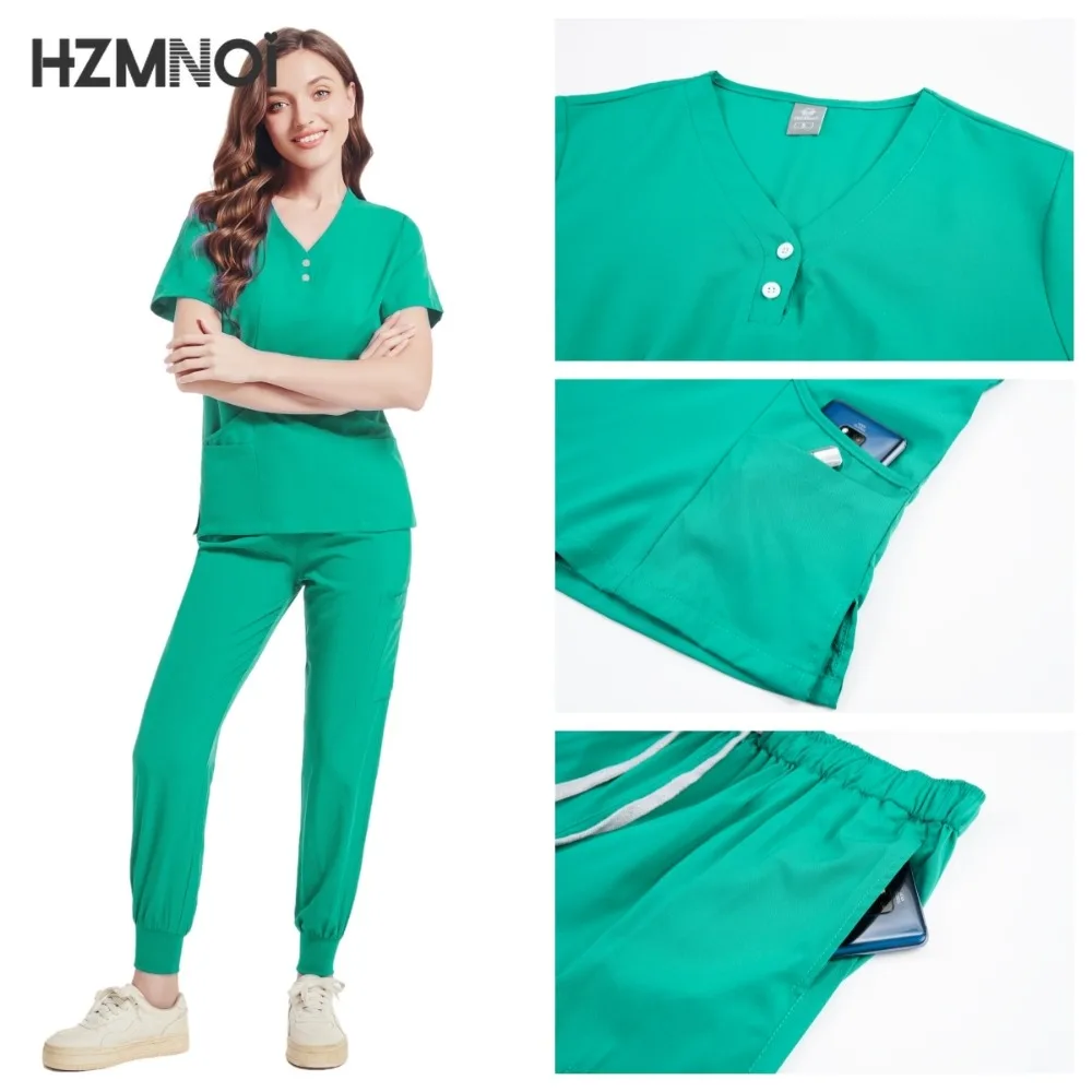 New Unisex Hospital Scrubs Sets Men Medical Uniforms Doctors Nurses Accessories Dental Clinic Salon Workwear Surgical Clothes