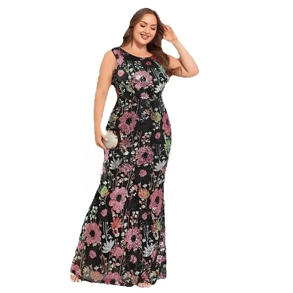 

Elegant Sequined Sleeveless Mermaid Long Formal Evening Plus Size Dress