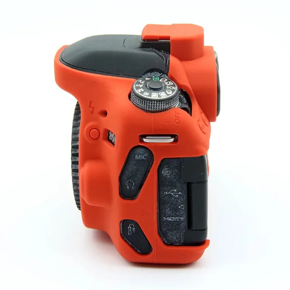 Capa protetora de silicone macio para câmera canon 80d, capa de silicone para câmera canon 80d + filme temperado grátis