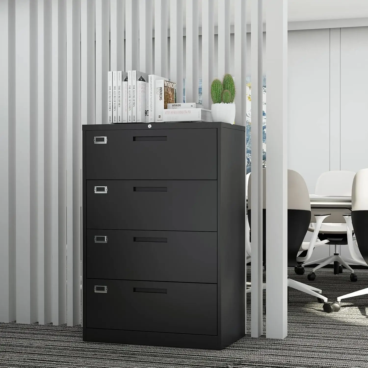 #4 Drawer Metal Lateral File Cabinet with Lock,Home Office Storage for Letter/Legal/A4,F4,Assembly Required,Customized
