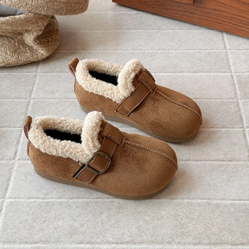 أحذية قطنية مخملية دافئة للفتيات لشتاء 2025 النسخة الكورية الجديدة أحذية الأميرة المسطحة غير الرسمية ذات الرقبة المنخفضة #6