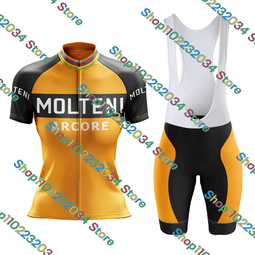 2022 MOLTENI ARCORE Cycling Jersey Set Retro Women Laser Cut Mtb Bike Clothing Bicycle Wear Short Maillot Culotte Summer