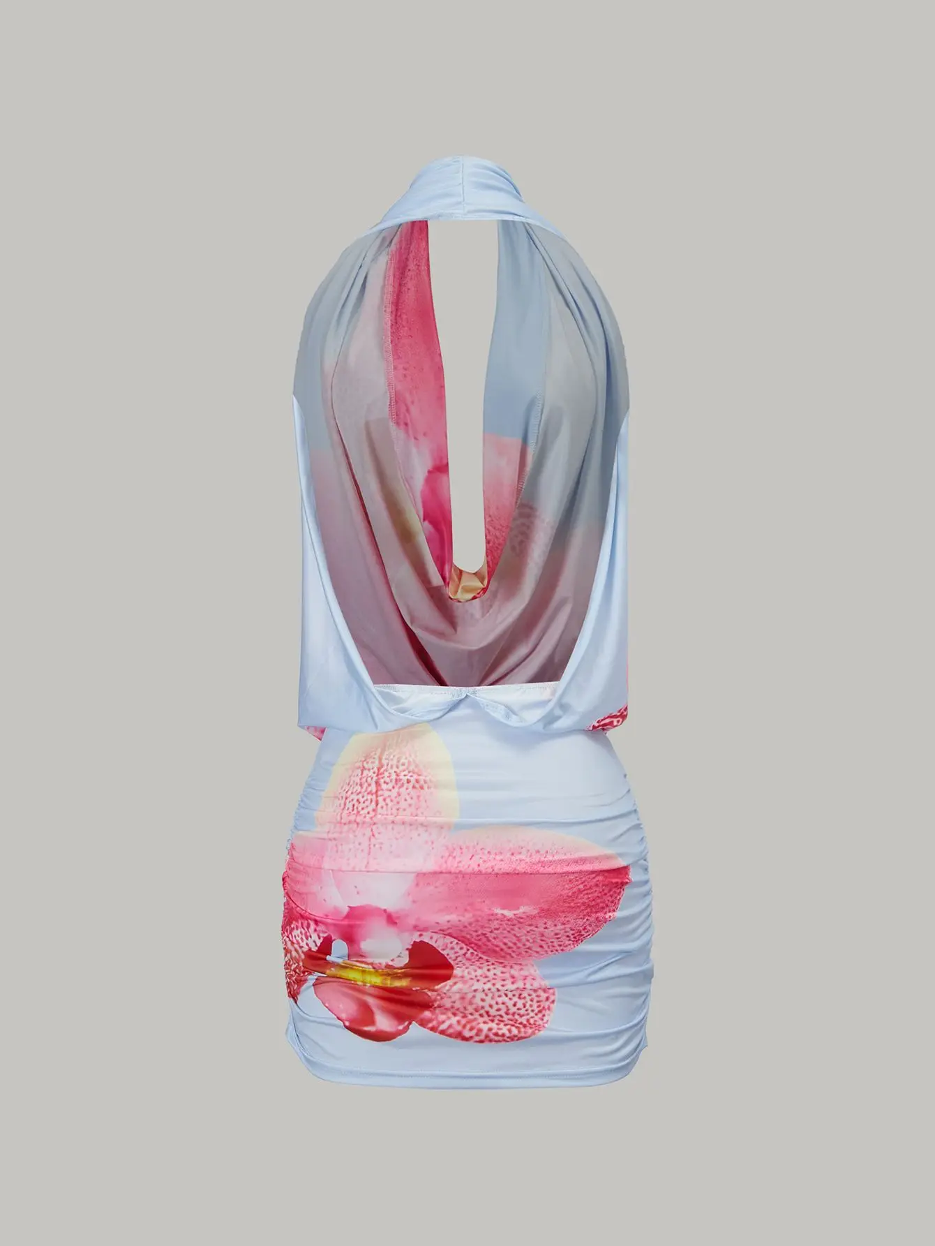 Sexy Minikleid mit tiefem V-Ausschnitt, offenem Rücken, rosa-rotem Farbverlauf und Neckholder-Ausschnitt, ärmelloses A-Linien-Cocktailkleid für Damen, Dropshipping – Detail 3