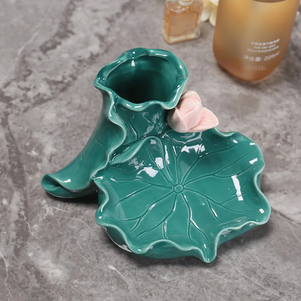 Ceramics Lotus Leaf Soap Box Self Draining Drain Rack Toothbrush Holder Luxury Chinese style Soap Drying Rack Kitchen