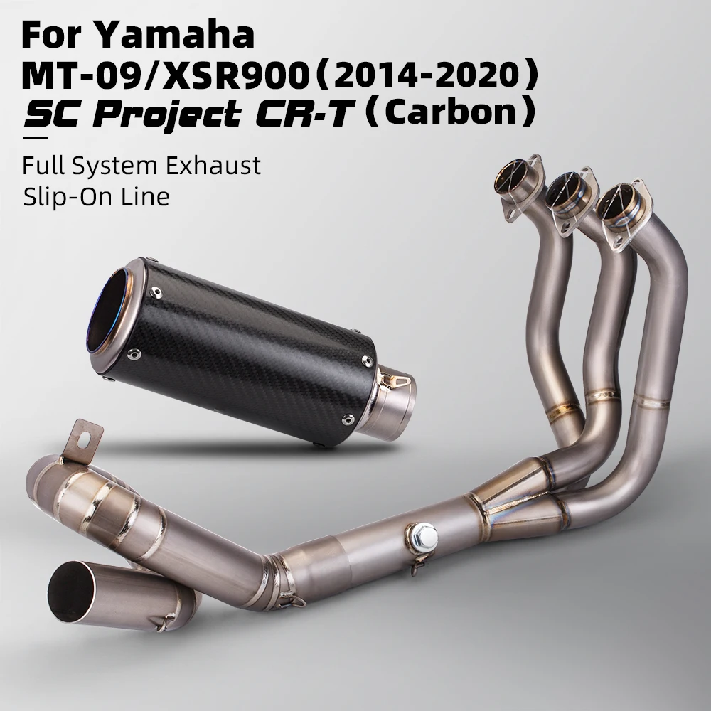 Slip On For MT-09 FZ-09 FJ09 MT09 2014-2020 Motorcycle Titanium alloy Exhaust Escape Systems Modify Front Link Pipe 51mm