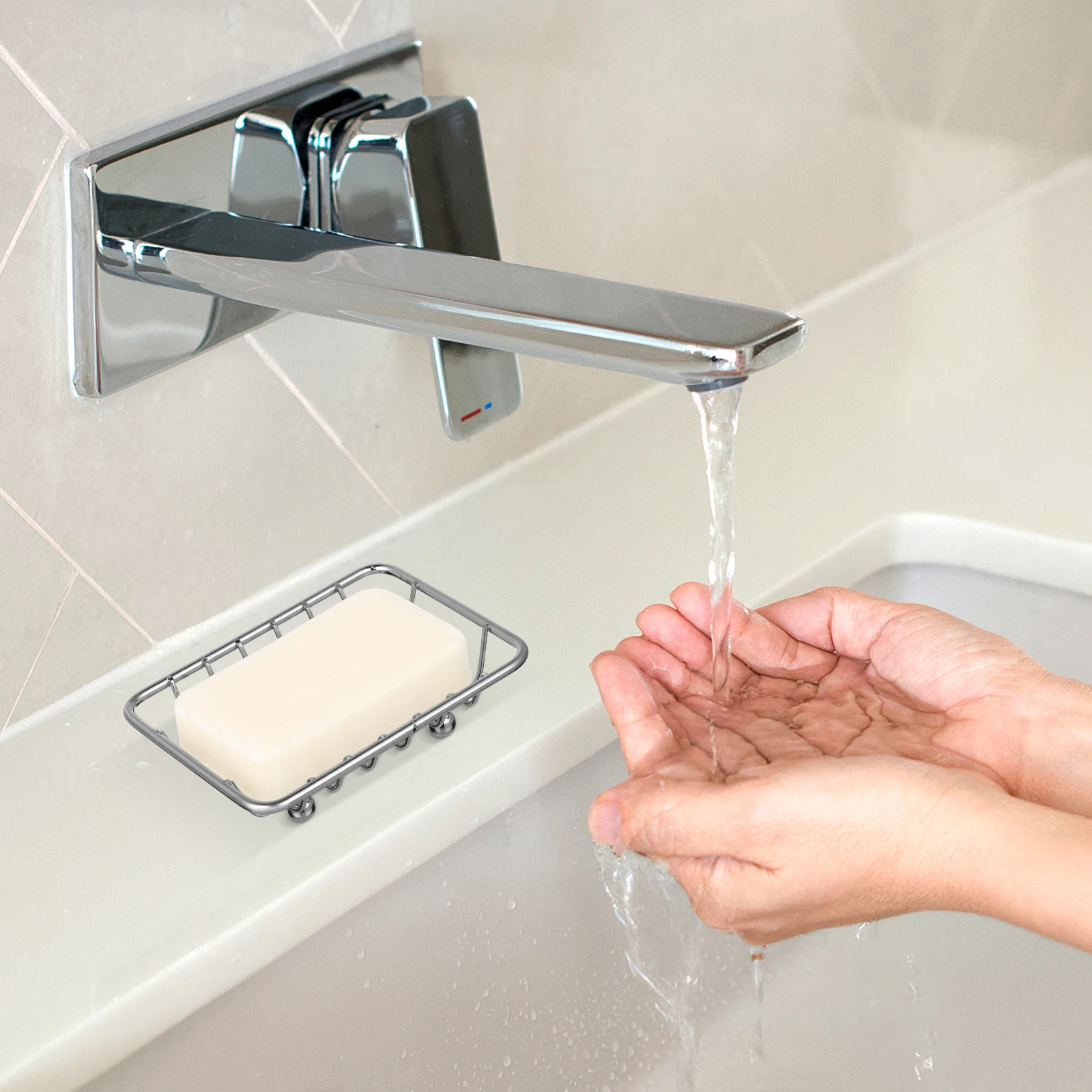 

Bathroom Shelf Soapdish Metal Container for Wrought Iron Shower Holder Water Draining