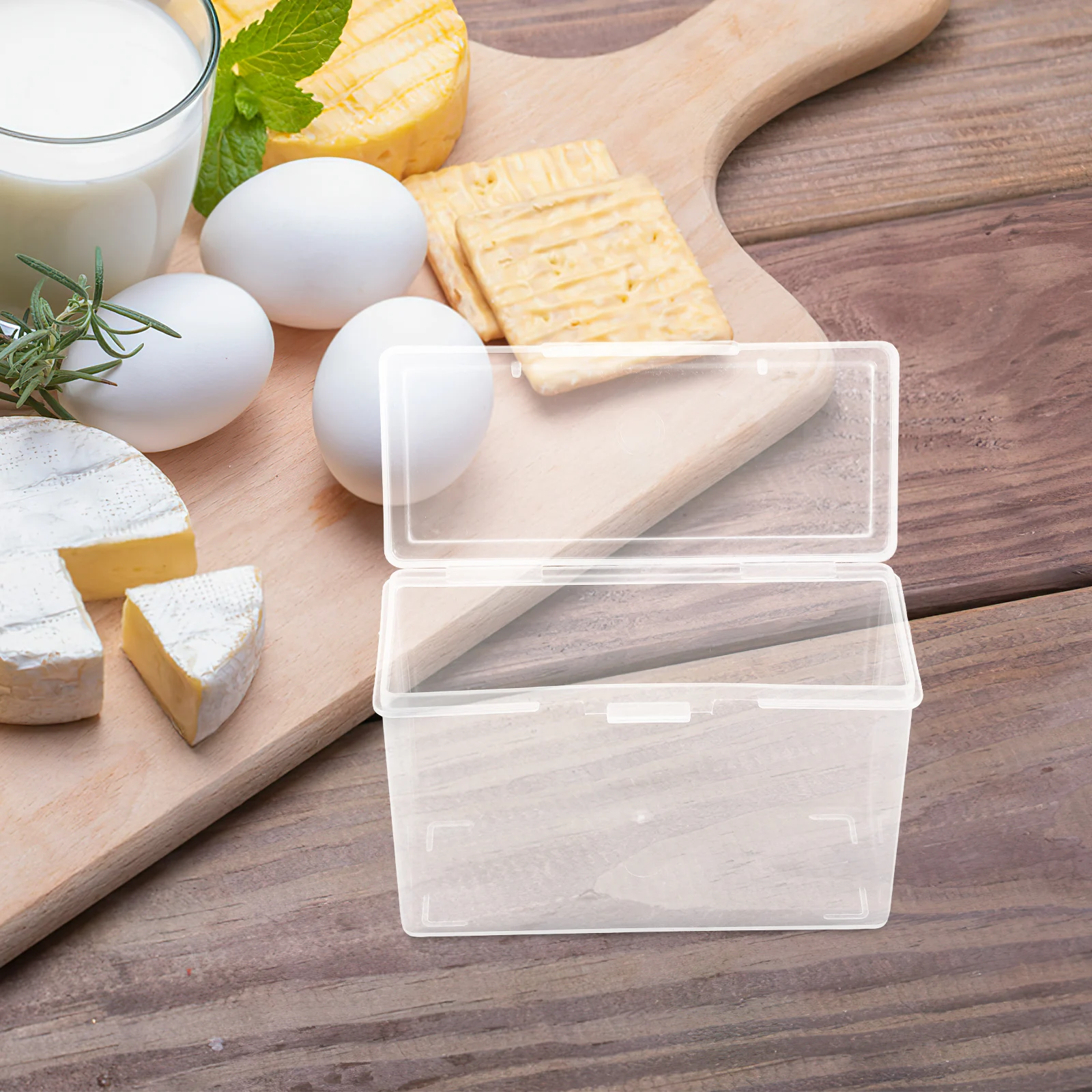 

2pcs Cheese Storage Container Airtight Pp Material Kitchen Small Items Box For Cheese Slices Butter Cubes Refrigerator Reusable