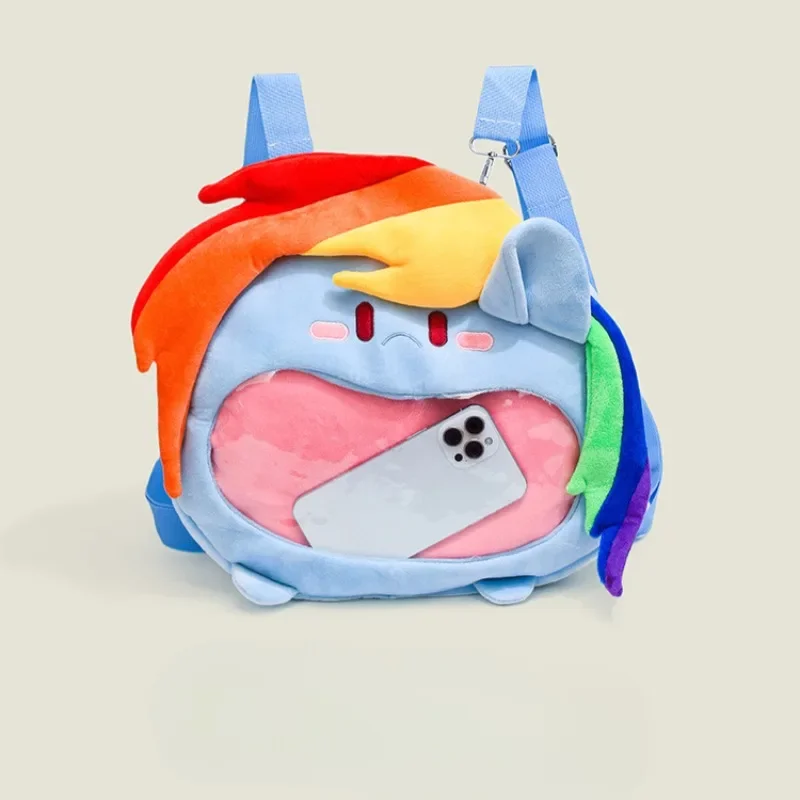 My Little Pony Plush Backpack Cartoon Rainbow Dash Itabag Large-capacity Badge Storage Anime Peripherals Girls\' Holiday Gifts
