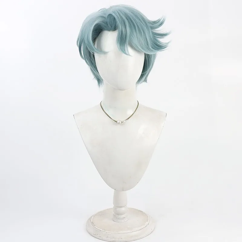 Nieuwe Anime Vtuber Freodore Cosplay Pruik Blauw Kort Haar Hittebestendige Synthetische Pruiken Halloween Carnaval Prop