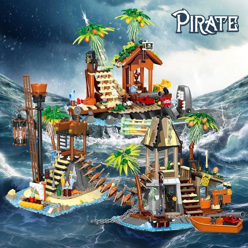 

Пиратский корабль DIY Сборочные блоки Развивающая строительная игрушка для детей Веселая обучающая тема Креативный детский подарок