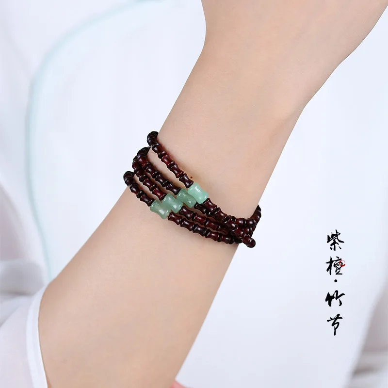 

Новое поступление, браслет из палисандра, бамбуковый узел, браслет с несколькими кругами, натуральный нефрит Dongling, универсальный простой тонкий стиль, ювелирные изделия для рук, шнурок