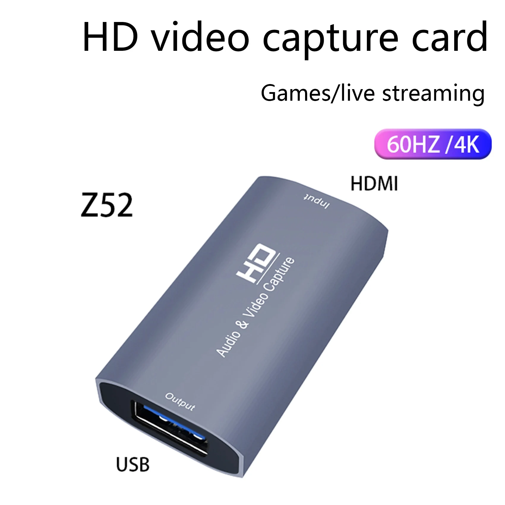 Video Capture Card USB HDMI-Compatible 4K/60HZ Audio Video Grabber Record Box for PS5 Laptop Macbook