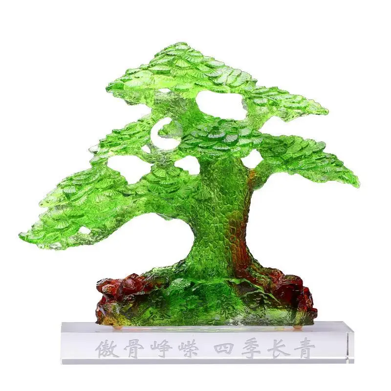

Glazed evergreen tree ornament living room office study ornament