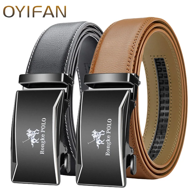 

OYIFAN 2 шт. мужские кожаные ремни модные мужские ремни из коровьей кожи с автоматической пряжкой роскошный дизайнерский ремень мужские ремни высокого качества
