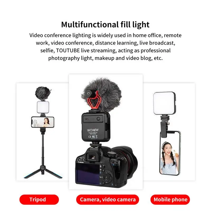 HONGDAK Portable Video Light RGB for Photography LED Lamp Colorful Vlog Mini Fill Light for Phone DSLR SLR Camera iphone