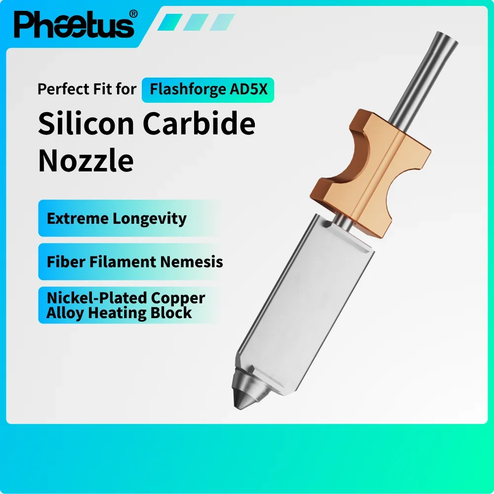 Phaetus Upgrade For Flashforge Adverturer 5X  Nozzle Silicon Carbide FlashForge Ad5x Extruder Ad5X Hotend 3d Printer Parts