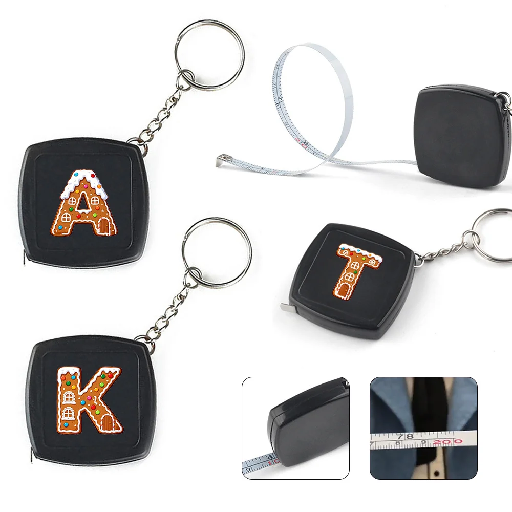 

2m Small Tape Measures Flex Measure Ruler Dual Scale Hard Shell Durable Metal Tape Portable Measuring Tool Gingerbread Pattern