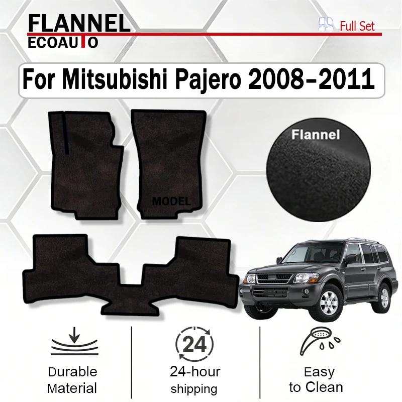 

Автомобильные коврики ECOAUTO из фланели с кнопками для Mitsubishi Pajero 2008–2011 5saat MK4 Montero Shogun V73 с короткой колесной базой, специально для данной модели