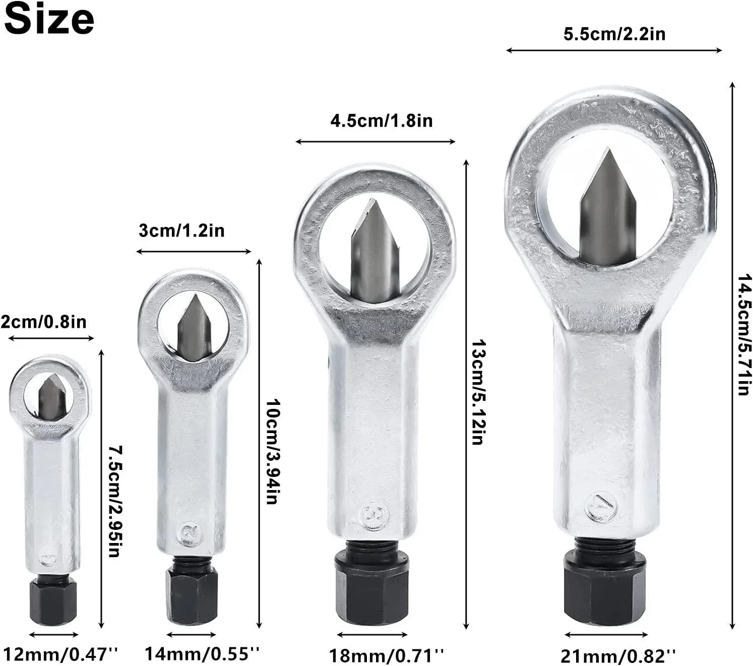 4pcs 9-27mm Nuts Splitter Cracker Tools Set Heavy Duty Nut Breaker Remover Rust Manual Extractor Tools For Workers DIY Families