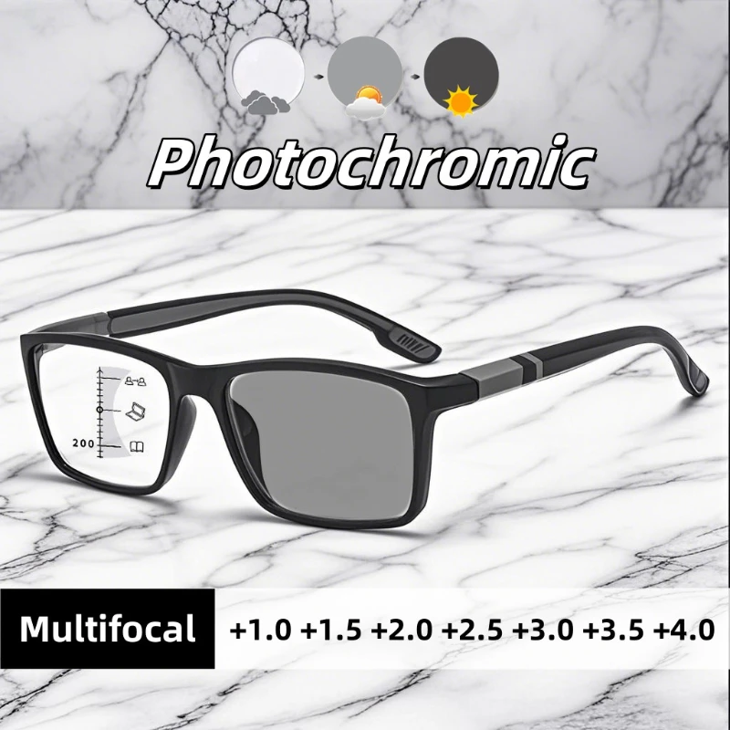 

New Photochromic Multifocal Reading Glasses Sporty Non Slip Anti Blue Light Glasses Optical Prescription Glasses +1.0 TO +4.0