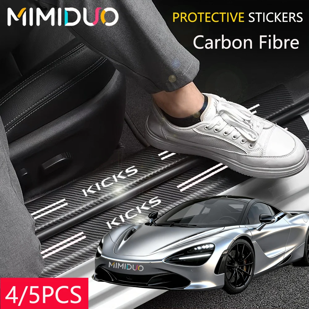 Car Door Sill Guard Plate Threshold Protector Running Entry Board Pedal Cover For Nissan Leaf Car Carbon Fibre Stickers