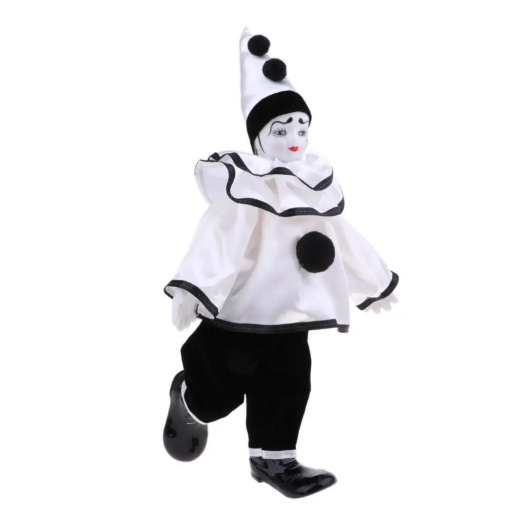 ピエロ磁器人形 15 インチハーレクインコスチューム、棚ディスプレイ装飾品