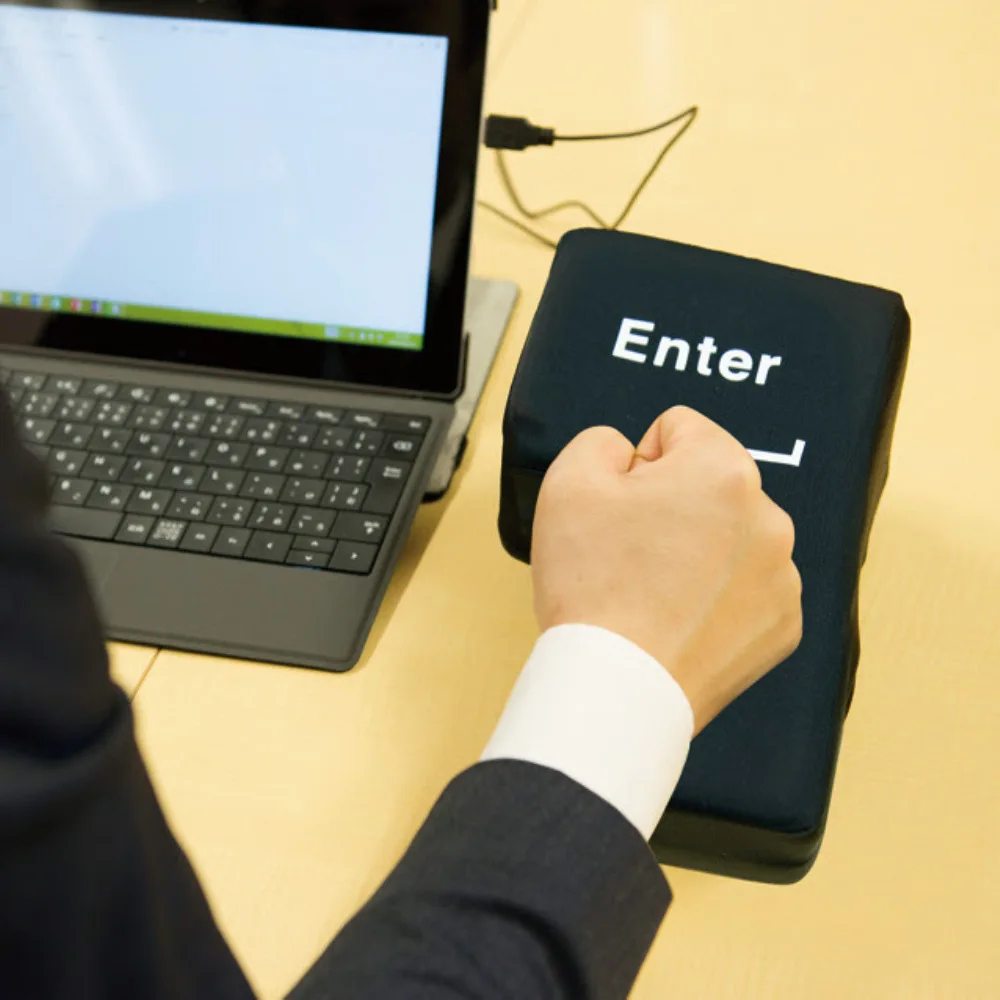 New Big USB Enter Key Anti Stress Button Decompression Computer Any Vent Pillows Button Desktop Pillow for Programmer