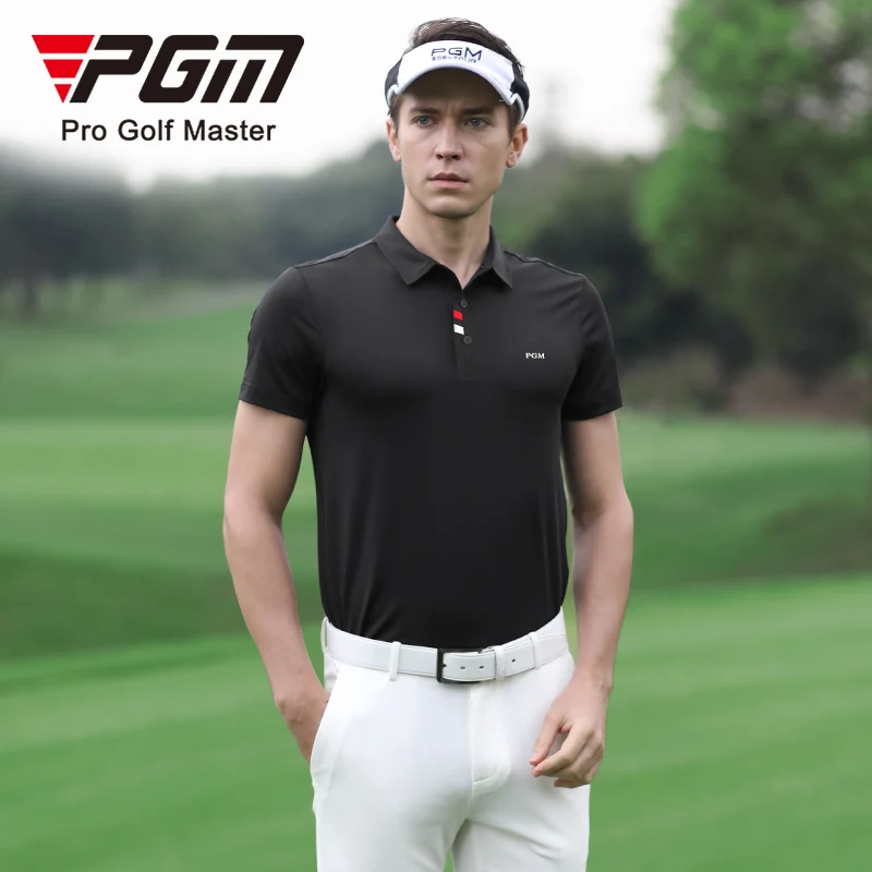 

PGM Breathable Mens Golf Polo Shirts Casual Polyester High Qualiy Simple Golf Polo High Elastic Top Jersey
